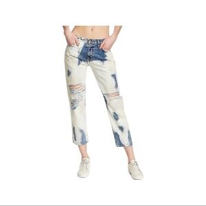 NWT CURRENT/ELLIOTT the vintage cropped straight dirty bleached jeans (J…